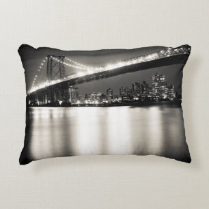 Williamsburg bridge in New York City at night Decorative Pillow