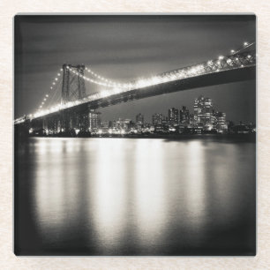 Williamsburg bridge in New York City at night Glass Coaster