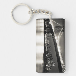 Williamsburg bridge in New York City at night Keychain