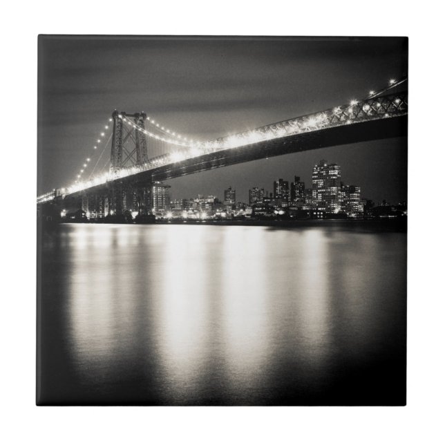 Williamsburg bridge in New York City at night Tile (Front)
