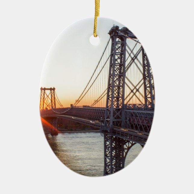 Williamsburg Bridge Sunset Brooklyn NYC Ceramic Ornament (Front)