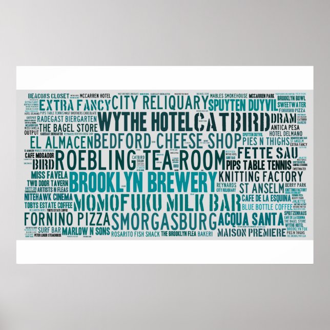 Williamsburg Brooklyn Hipster Hotspots Poster (Front)