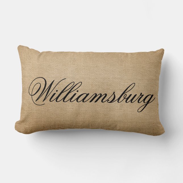 Williamsburg Burlap Colonial Style Lumbar Pillow (Front)
