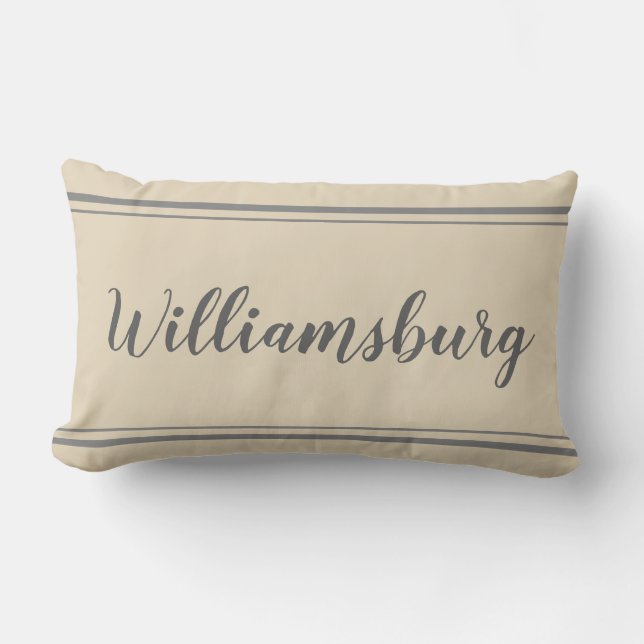 Williamsburg Gris et Coussin en bande beige (Recto)