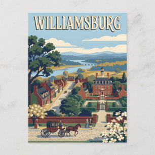 Williamsburg Virginia Colonial Retro Travel Poster Postcard