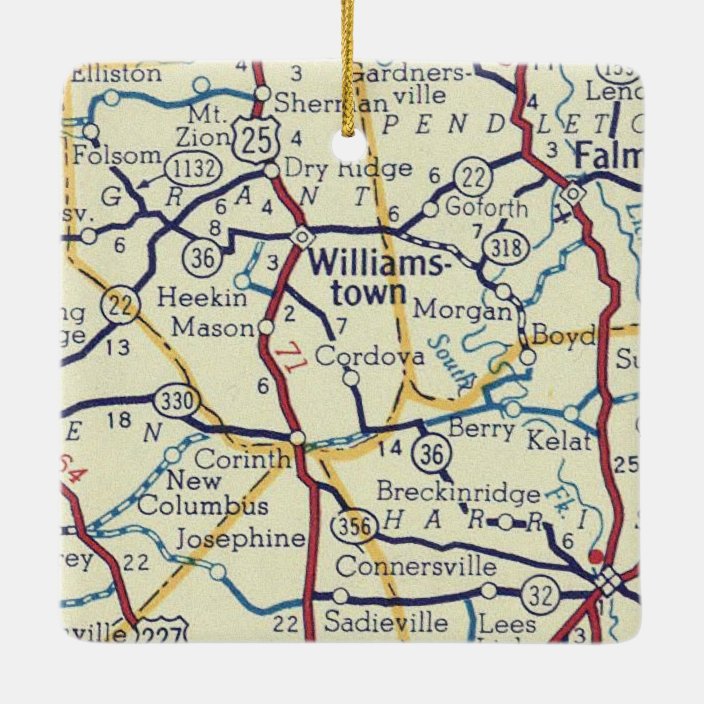 Williamstown KY Vintage Map Ceramic Ornament Zazzle.ca