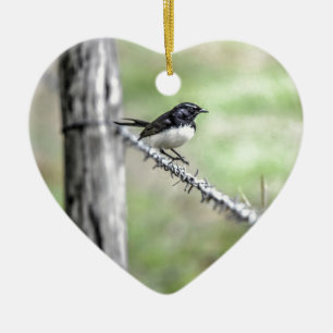 WILLIE WAGTAIL QUEENSLAND AUSTRALIA CERAMIC ORNAMENT