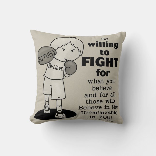 Willing to Fight Throw Pillow (Front)