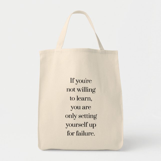 Willing To Learn Grocery Tote Bag (Front)