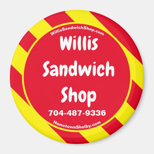Willis Sandwich Shop Red/Yellow Magnet (Front)