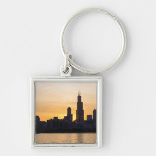 Willis Tower Sunset Sihouette Keychain