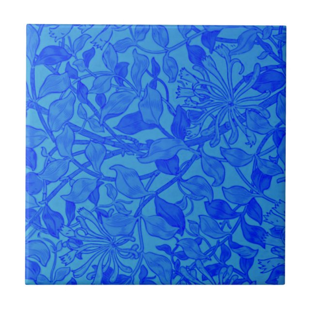 Willliam Morris - Honeysuckle in Blue Poster Tile (Front)