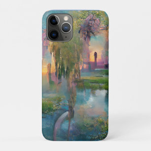  Willow and wisteria by the pond at sunset   iPhone 11 Pro Case