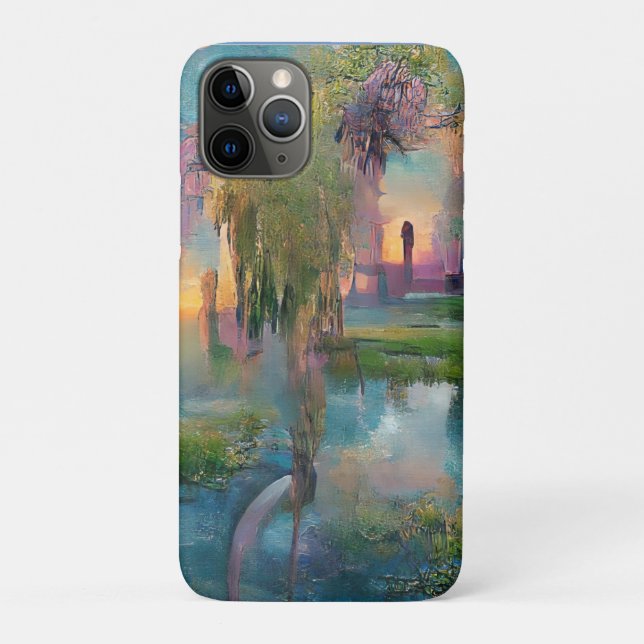  Willow and wisteria by the pond at sunset   Case-Mate iPhone Case (Back)