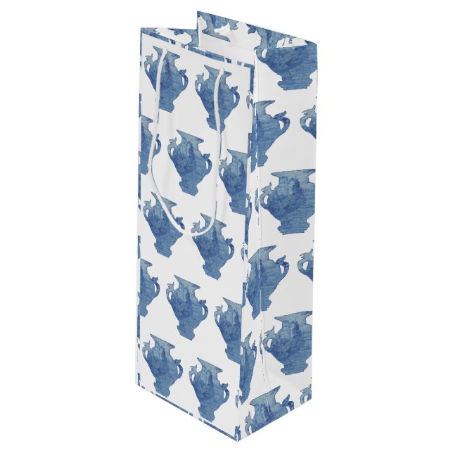 Willow Blue and White Ginger Jars Jar Wine Gift Bag (Front Angled)
