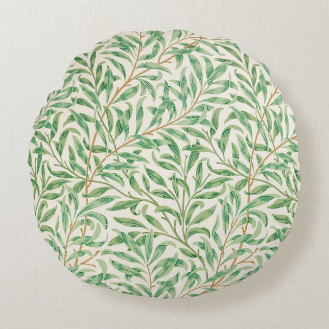 Willow Bough William Morris Pattern Round Pillow (Front)