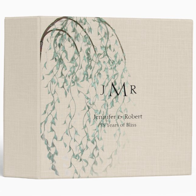 Willow Branch on Linen Anniversary Binder (Front/Spine)
