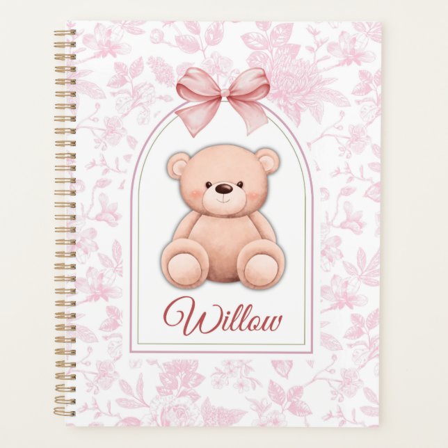 Willow | Custom Pink Teddy Bear Nursery Design  Planner (Front)