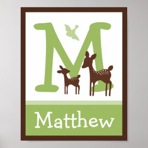 Willow Deer Letter & Name Wall Art Poster