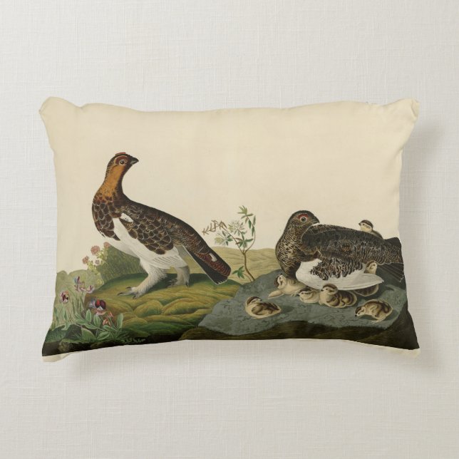 Willow Grous (Grouse) - Audubon's Birds of America Accent Pillow (Front)