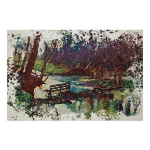Willow Hall Dam, Sowerby Bridge Impressionist Art Poster
