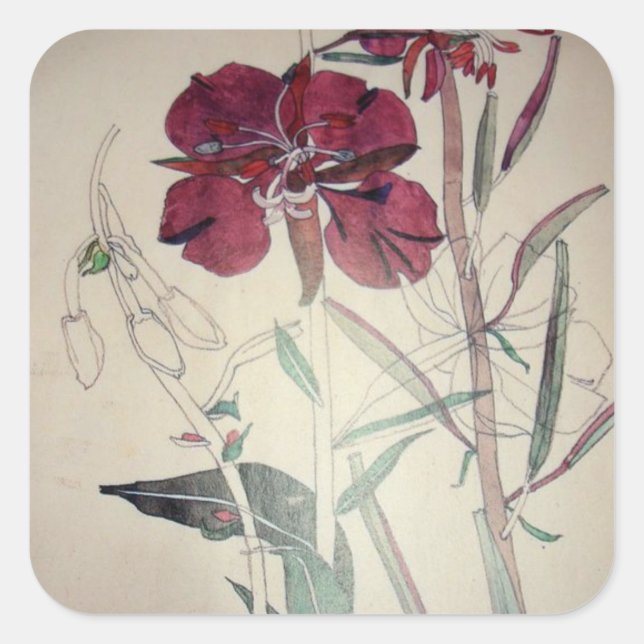 Willow Herb by Charles Mackintosh Square Sticker (Front)