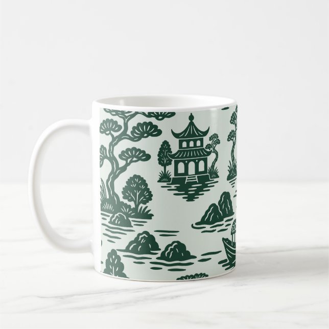 Willow Jade Garden with Pagoda and Boat Coffee Mug (Left)