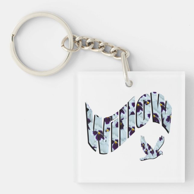Willow, Ladies Name, Floral Logo, Keychain (Front)