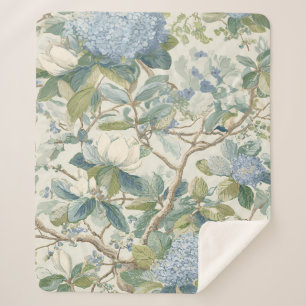 Willow Little Magnolia Wallpaper Floral Coastal  Sherpa Blanket