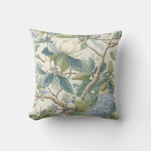 Willow Little Magnolia Wallpaper Floral Coastal Throw Pillow