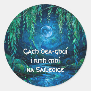 Willow Moon Saille Flowing River Celtic Greeting Classic Round Sticker
