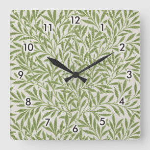 Willow Pattern, William Morris Square Wall Clock
