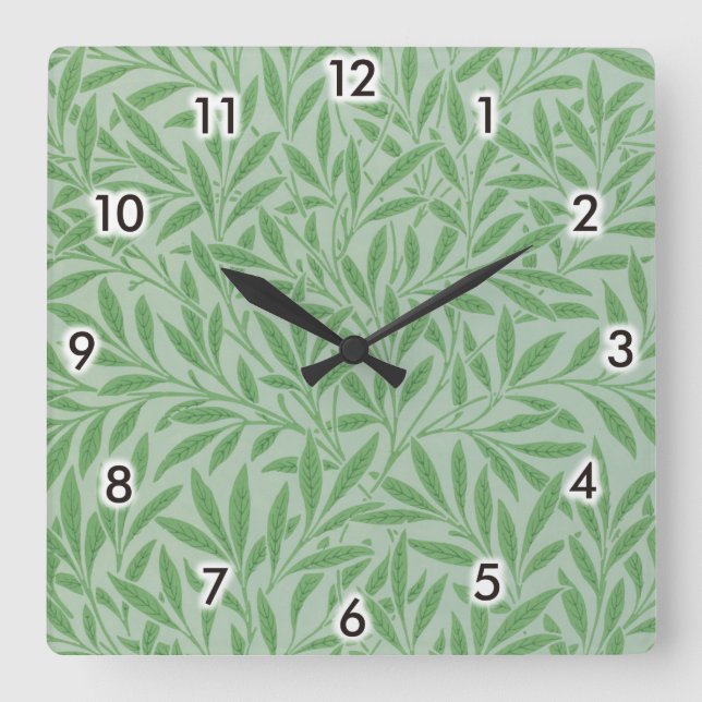 Willow Pattern, William Morris Square Wall Clock (Front)