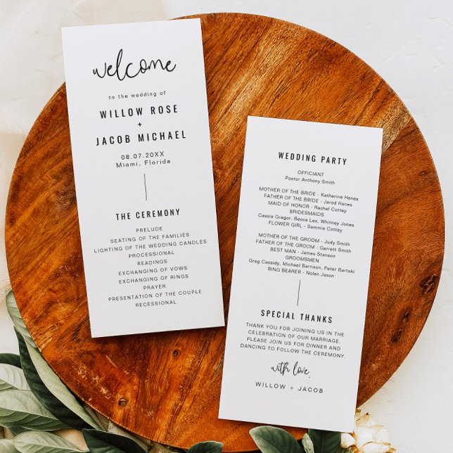 WILLOW Simple Modern Minimalist Wedding Program (Creator Uploaded)