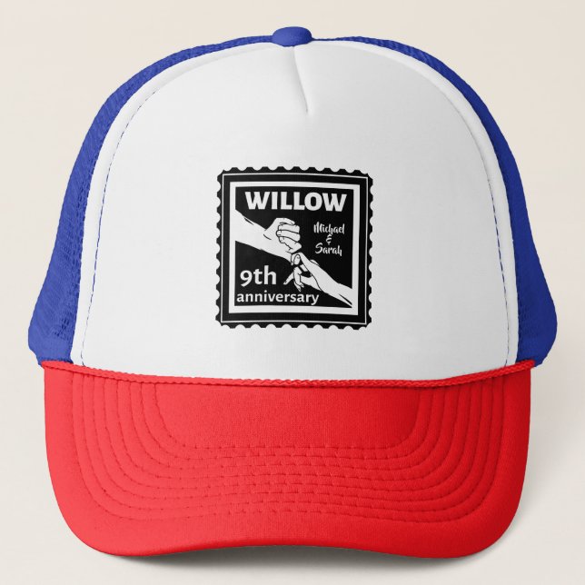 Willow traditional gift 10th wedding anniversary. trucker hat (Front)