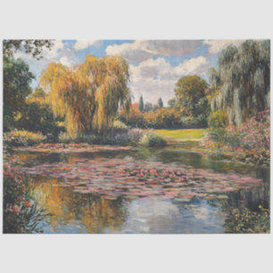 Willow Tree and Lily Pads Landscape Painting Tissue Paper
