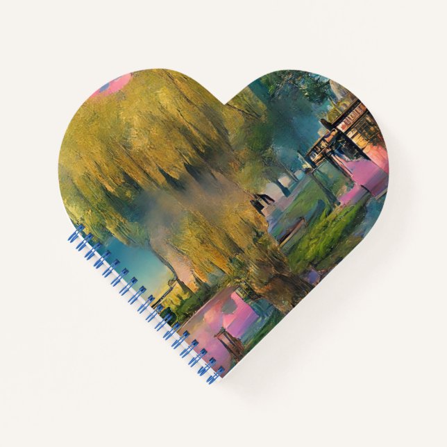 Willow tree at sunset by the pond    notebook (Front)