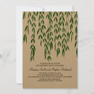 Willow Tree Branches Kraft Paper Engagement Party Invitation
