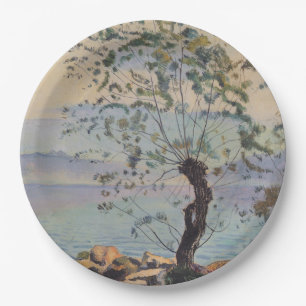 Willow Tree by the Lake (Swiss Landscape) Paper Plate