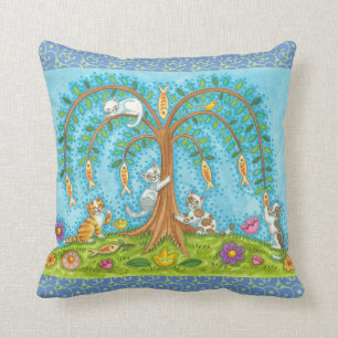 WILLOW TREE FISH & KITTENS THROW PILLOW