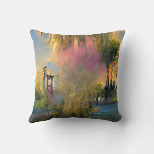Willow tree of the future at sunset Throw Pillow