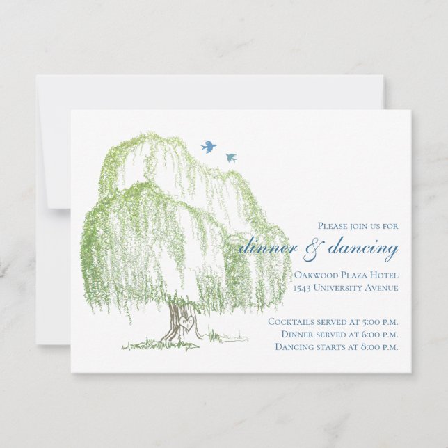 Willow Tree Wedding Reception Card (Front)