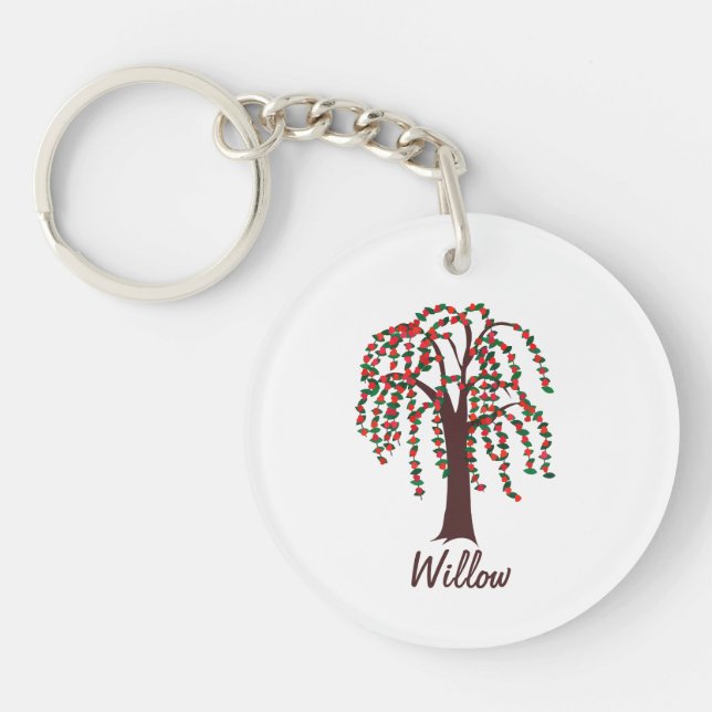 Willow Tree with Hearts - Customizable Keychain (Front)