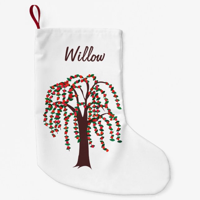 Willow Tree with Hearts - Customizable Small Christmas Stocking (Front)