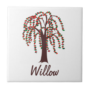 Willow Tree with Hearts - Customizable Tile