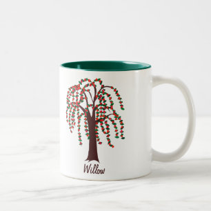 Willow Tree with Hearts - Customizable Two-Tone Coffee Mug