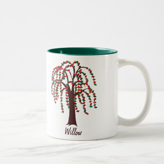 Willow Tree with Hearts - Customizable Two-Tone Coffee Mug (Right)