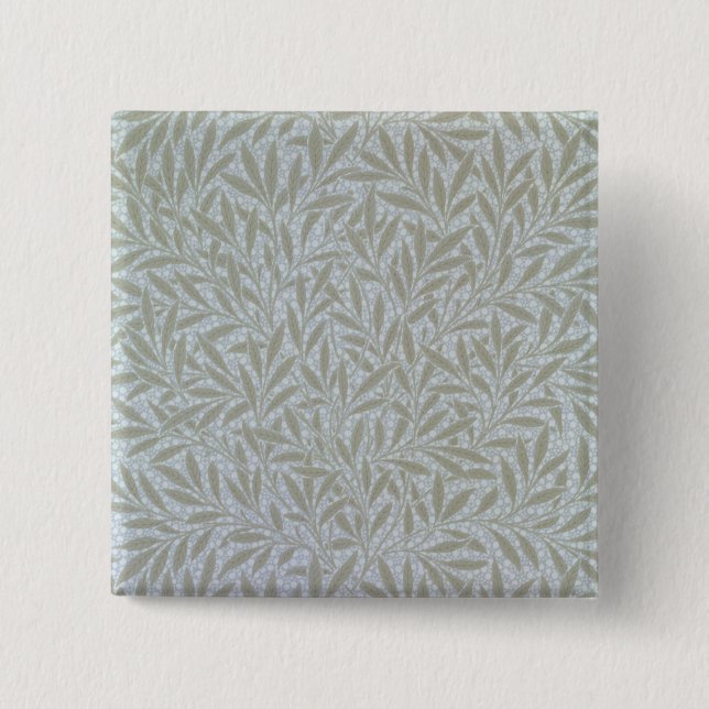 Willow wallpaper design, 1874 2 inch square button (Front)