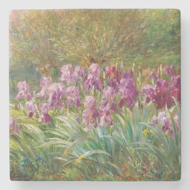 Willows and Irises by a Creek Stone Coaster (Front)