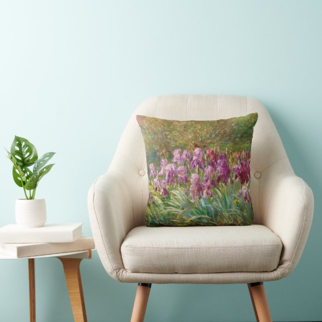 Willows and Irises by a Creek Throw Pillow (Chair)